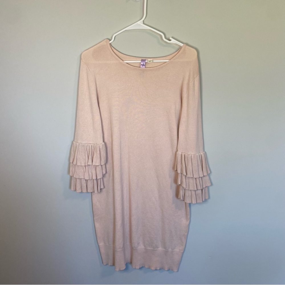 Pink dress with Ruffled Sleeves